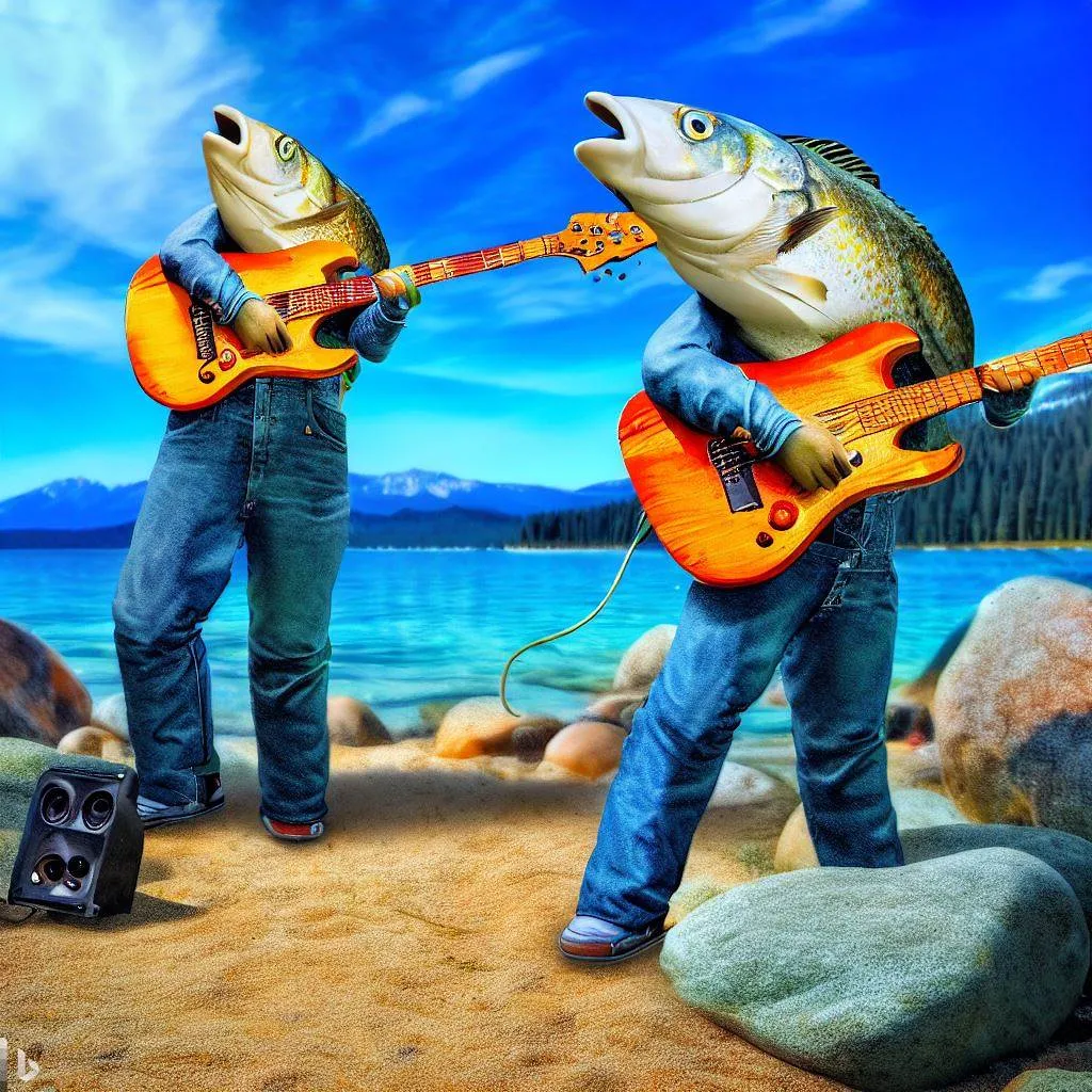 Zwei Fische spielen Gitarre